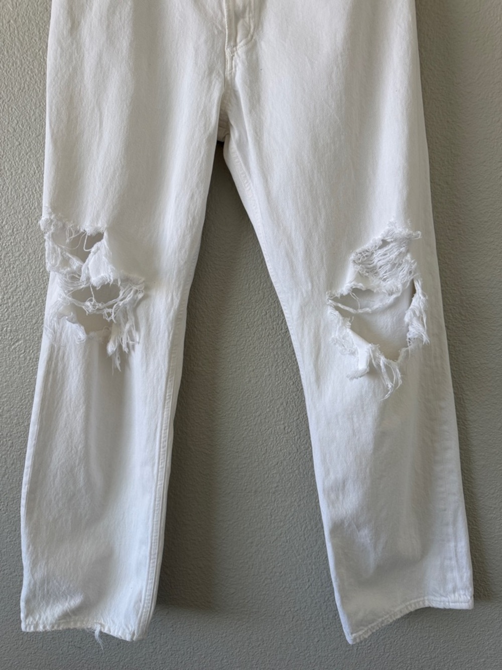 Agolde White 90s Jean Loose Fit Rip Straight Leg Mid rise Button Fly Jeans 31 - Picture 5 of 13